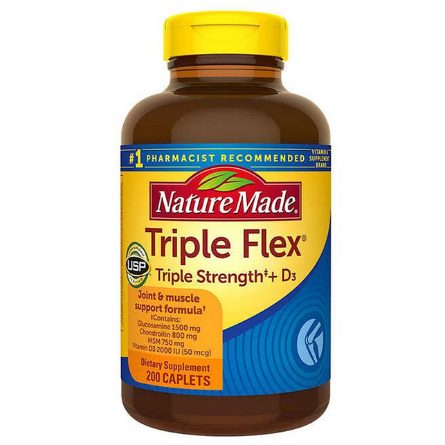 قرص تقویتی مفاصل TripleFlex گلوکوزامین کندرویتین همراه MSM نیچرمید NatureMade (200 عددی)