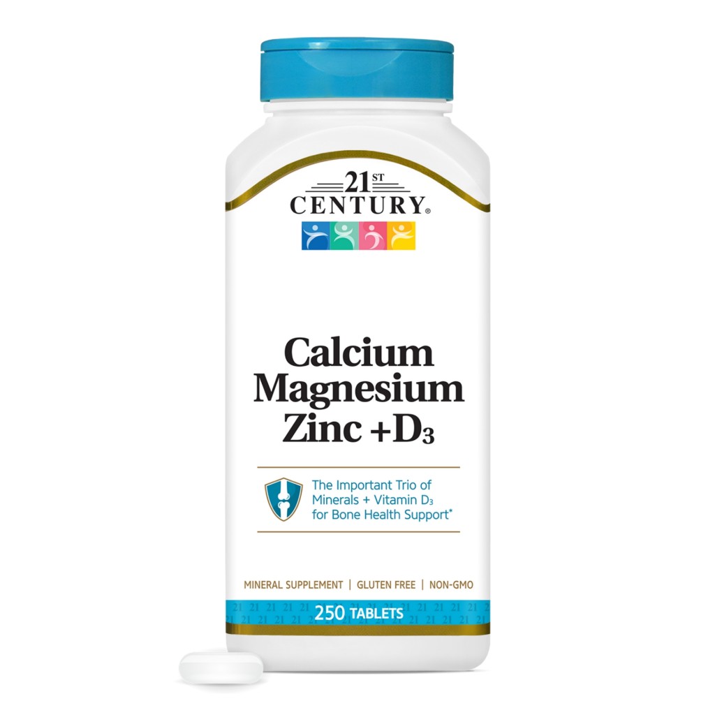 قرص کلسیم + منیزیم + زینک + 21Century Calcium Magnesium Zinc & D3 (250 عددی)