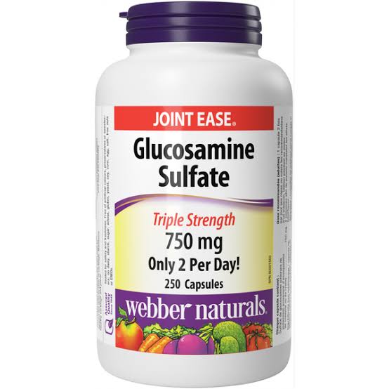 کپسول تقویتی مفاصل گلوکوزامین سولفات Webber Naturals Glucosamine Sulfate 750mg وبر نچرالز (250 عددی)